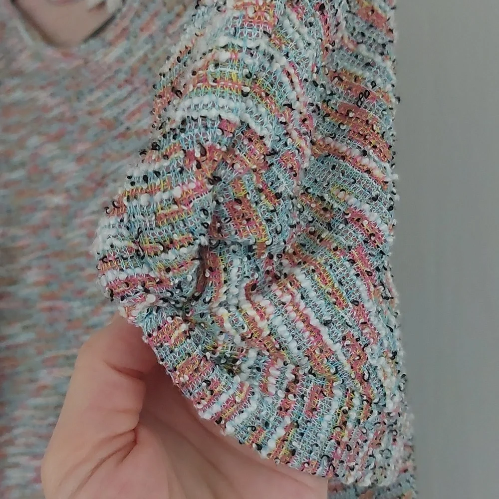 LOFT Textured Puff Sleeve Woven Short Sleeve Blouse Small - Picture 4 of 6